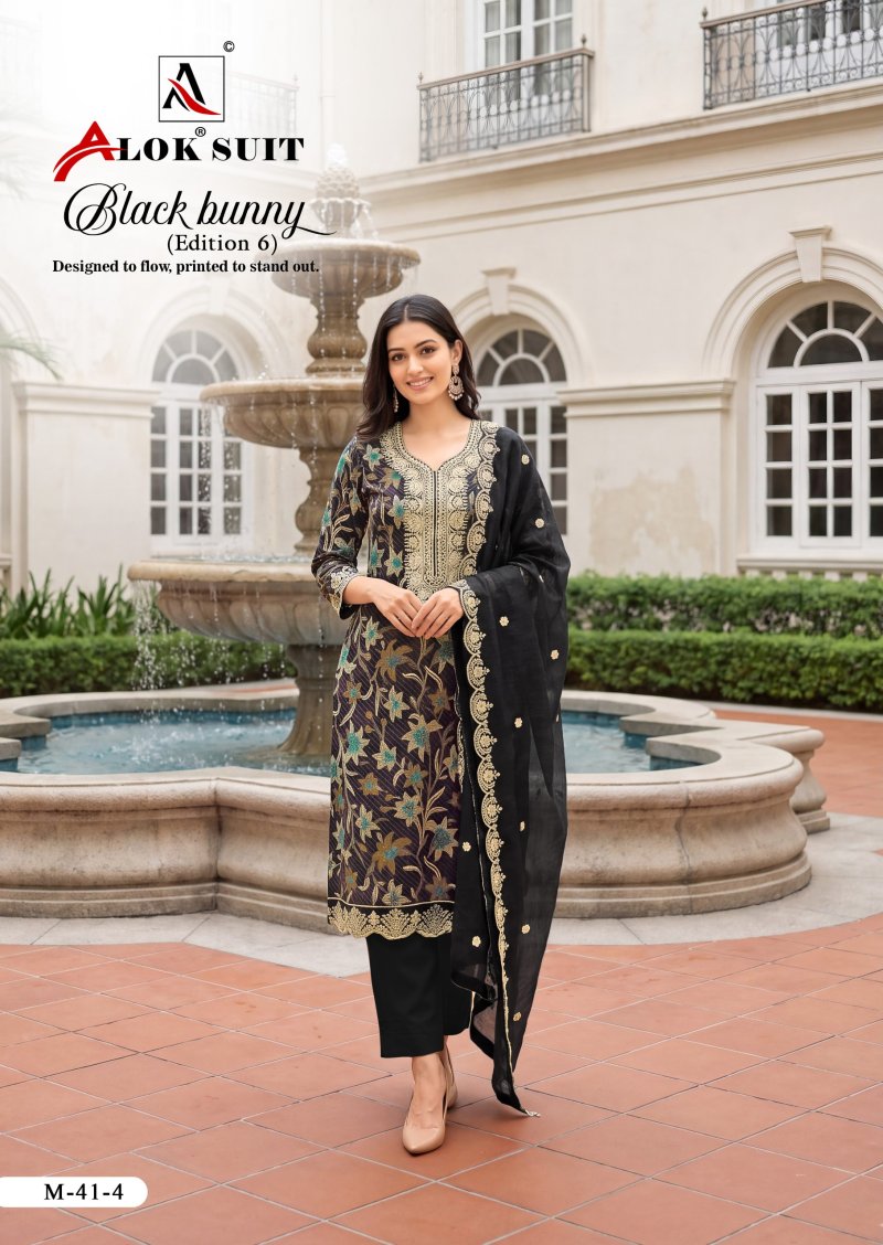 Black Bunny Edition 6 By Alok Viscose Rayon Dress Material